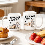 Personalized Best Dad Ever Fist Bump Star 11 oz 15 oz Ceramic Mug with Name Daily Use Father's Day Gift for Father Family