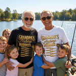Personalised Fishing Theme 100% Cotton T-shirt with 1-12 Names and Title Father's Day Gift for Father Fishing Enthusiast
