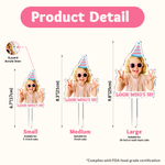 Personalized Birthday Hat Photo Acrylic Cake Topper with Name Birthday Party Gift for Friend Family