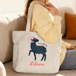 Personalised Constellation Large Capacity Corduroy Tote Bag with Name Daily Use Birthday Gift for Women Besties
