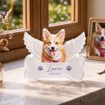 Personalisierte Haustier Gedenktafel mit Foto | mit Namen und Datum | Acryl Gedenkstein mit Engelsflügel | Erinnerung Geschenk für Herrchen Frauchen