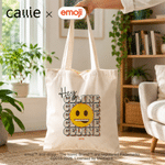 Personalised Playful emoji Scene Canvas Tote Bag with Colour-Blocking Name Daily Use Birthday Gift for Kids Women | Callie × emoji ™