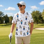 Personalised Golf Theme Face Photo Breathable Polo Shirt with Nickname Golf Club Birthday Father's Day Gift for Golf Players Fathers