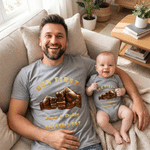 Personalised Our First Father's Day 100% Cotton Baby Bodysuit T-shirt Matching Outfit with Name and Year Father's Day Gift for Dad Baby