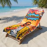 Henkilökohtainen Pop Art Graffiti pehmeä ylimitoitettu nopea kuivausrannekepyyhe nimellä ja valokuvalla Kesäloma Syntymäpäivä Rantajuhla Lahja nuorille miehille naisille naisille
