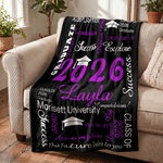 Gepersonaliseerd afstudeercapje Jaar Zachte Deken met Naam en Schoolnaam Home Decor Afstudeercadeau voor Afgestudeerden