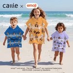 Personalized Playful emoji Scene Face Photo Quick Dry Hooded Beach Towel with Name Beach Party Birthday Gift for Kids | Callie × emoji ™