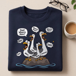Personalised Funny Cartoon Seagulls Soft T-shirt with Name Father's Day Birthday Gift for Dad Husband