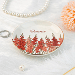 Personalised Birth Flower Ceramic Trinket Jewellery Dish with Name Daily Use Birthday Gift for Girlfriend Wife
