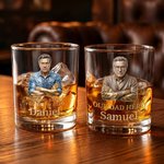 Personalised Old-Fashioned Dad Photo 10 oz Rock Whiskey Glass with Name and Text Father's Day Birthday Gift for Dad Grandad