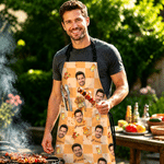 Personalised Funny Face Barbecue Apron with Name and Pocket Birthday Baking Gift for Cooking Lover Barbecue Fan