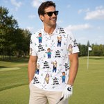 Personalised Golf Theme Face Photo Breathable Polo Shirt with Nickname Golf Club Birthday Father's Day Gift for Golf Players Fathers