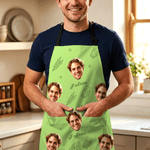Personalised Funny Face Barbecue Apron with Name and Pocket Birthday Baking Gift for Cooking Lover Barbecue Fan