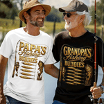 Personalised Fishing Theme 100% Cotton T-shirt with 1-12 Names and Title Father's Day Gift for Father Fishing Enthusiast