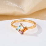 Personalizado 1-6 Baguette Familia Birthstones Reunión Círculo Anillo Día de la Madre Aniversario Regalo para Mamá Abuela