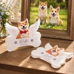 Personalisierte Haustier Gedenktafel mit Foto | mit Namen und Datum | Acryl Gedenkstein mit Engelsflügel | Erinnerung Geschenk für Herrchen Frauchen