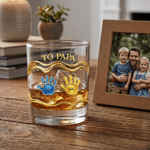 Personalised Palm Name 10 oz Rock Whiskey Glass Old Fashioned Father's Day Birthday Gift for Man Whiskey Enthusiast