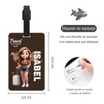 Que comience la aventura - Etiqueta de equipaje personalizada con personaje de dibujos animados y nombre regalo de cumpleaños y viaje para familia