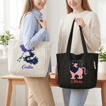 Personalised Constellation Large Capacity Corduroy Tote Bag with Name Daily Use Birthday Gift for Women Besties