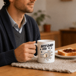 Personalized Best Dad Ever Fist Bump Star 11 oz 15 oz Ceramic Mug with Name Daily Use Father's Day Gift for Father Family
