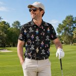 Personalised Golf Theme Face Photo Breathable Polo Shirt with Nickname Golf Club Birthday Father's Day Gift for Golf Players Fathers