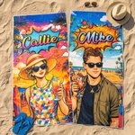 Henkilökohtainen Pop Art Graffiti pehmeä ylimitoitettu nopea kuivausrannekepyyhe nimellä ja valokuvalla Kesäloma Syntymäpäivä Rantajuhla Lahja nuorille miehille naisille naisille