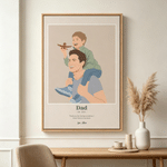 Personalized Hand Drawn Pixar Style Photo Canvas Paints with Name Warm Minimalist Wall Displays Ship from USA Father's Day Gift for New Dad Mom
