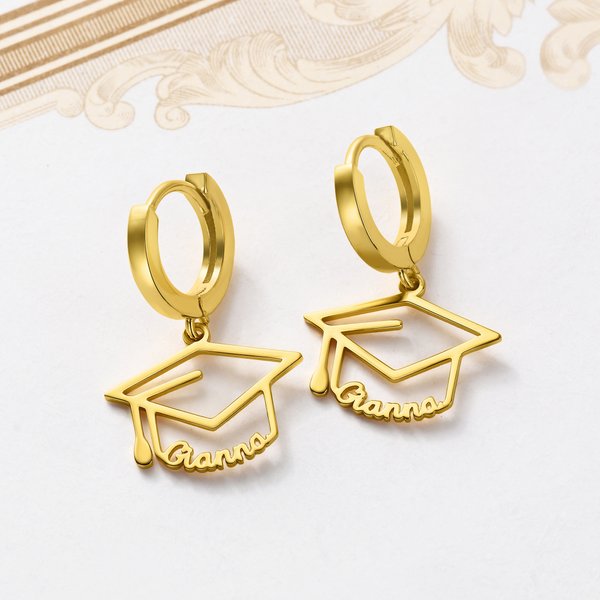 Personalised Graduation Cap Name Earrings Dainty Jewellery Birthday Graduation Ceremony Gift for Graduates