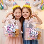 Personalized Fantasy Unicorn Transparent Gift Bag with Bow Ribbon and Text Daily Use Birthday Party Gift for Kid Girl Daughter