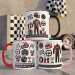 Henkilökohtainen Racing Teema 11/15 oz Keraaminen kahvimuki, jossa on nimi Päivittäinen käyttö Syntymäpäivä Pelipäivä Lahja miehille Pojat Racing ystäville