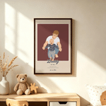 Personalized Hand Drawn Pixar Style Photo Canvas Paints with Name Warm Minimalist Wall Displays Ship from USA Father's Day Gift for New Dad Mom