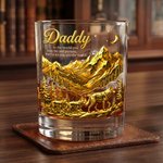 Personalised Wolf Daddy 10 oz Old Fashioned Whiskey Glass with Name Father's Day Gift for Father Grandfather