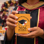 Personalised Graduation Cap PVC Can Cooler Cup Sleeve with Name and Year Graduation Party Ceremony Gift for Graduates