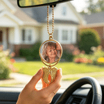 Personalised Heart Wings Photo Car Hanging Ornament with Nickname Loss of Loved Ones Sympathy Memorial Gift for Family Mom Dad
