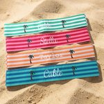 Personlig Stripe Lounge Chair Handdukshållare Band med broderad text och töjbart elastiskt band Pool Chair Saver Semestergåva för resenärer