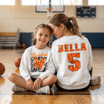 Personalised Bow Multicolor T-shirt Sweatshirt with Name and Number Daily Wear Birthday Gift for Sports Lovers Women
