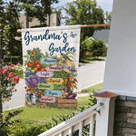Personalised Butterfly Floral Vegetable Garden Flag with 1-8 Names and Text Balcony Outdoor Yard Decor Birthday Anniversary Gift for Family Gardener