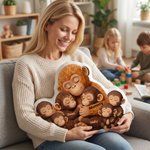 Personlig mamma apa kramar 1-6 baby apor mjuk kasta kudde med namn heminredning födelsedagspresent för mamma mormor