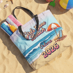 Personalized Girls Gone Beach Large Capacity Tote Bag with Name and Year Summer Vacation Beach Party Gift for Besties Women