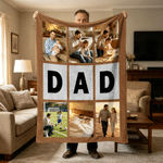 Coperta personalizzata a blocchi multicolore con foto Regalo di compleanno per la festa del papà per il nonno