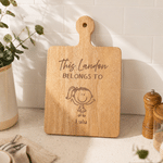 Personalised Simple Line Drawing Pattern Wooden Bamboo Reversible Cheese Charcuterie Cutting Board with Grip Cooking Tool Birthday Gift for Family