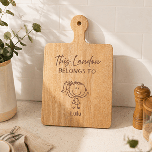 Personalized Simple Line Drawing Pattern Wooden Bamboo Reversible Cheese Charcuterie Cutting Board with Grip Cooking Tool Birthday Gift for Family