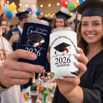 Personalised Graduation Cap PVC Can Cooler Cup Sleeve with Name and Year Graduation Party Ceremony Gift for Graduates