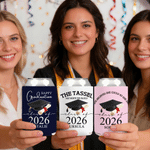 Personalised Graduation Cap PVC Can Cooler Cup Sleeve with Name and Year Graduation Party Ceremony Gift for Graduates