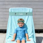 Personlig Stripe Lounge Chair Handdukshållare Band med broderad text och töjbart elastiskt band Pool Chair Saver Semestergåva för resenärer