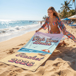 Personalisierte Mädchen Gone Beach schnell trocken überdimensioniert Strandtuch mit Namen und Jahr Sommer Strand Party Geburtstag Geschenk für Frauen Mädchen