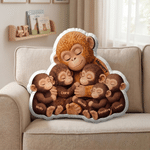 Personalized Mommy Monkey Hugging 1-6 Baby Monkeys Soft Throw Pillow with Names Home Decor Birthday Gift for Mom Grandma