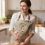 Tablier adulte personnalisé avec nom et personnage de dessin animé - Cadeau d'usage quotidien pour les femmes amoureuses de pâtisserie