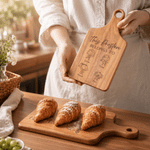 Personalised Simple Line Drawing Pattern Wooden Bamboo Reversible Cheese Charcuterie Cutting Board with Grip Cooking Tool Birthday Gift for Family