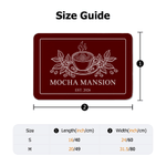 Personalized Vintage Line Art Style Coffee Cup Bean Non-Slip Doormat with Title and Text Workshop Coffee Bar Housewarming Gift for Coffee Lover